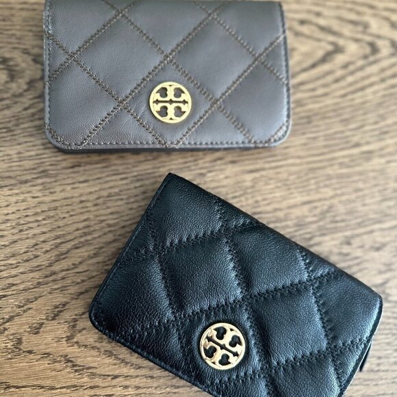 NWT! New! Tory Burch Willa Medium Wallet -Leather - Grey (Volcanic Stone) - Picture 4 of 9